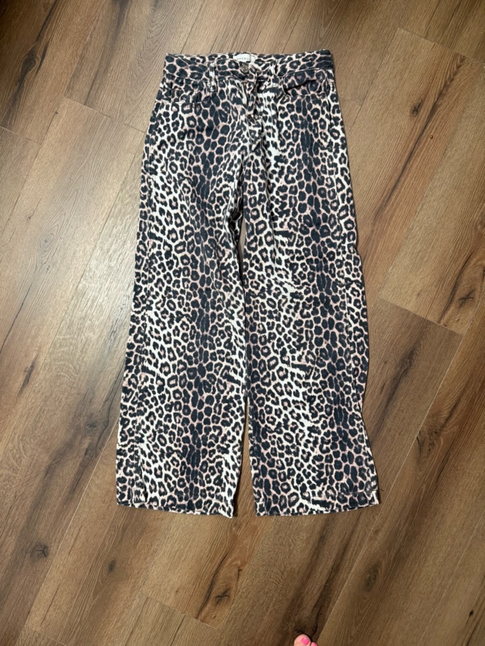 PacSun Pink and Black Leopard Wide Leg Pants